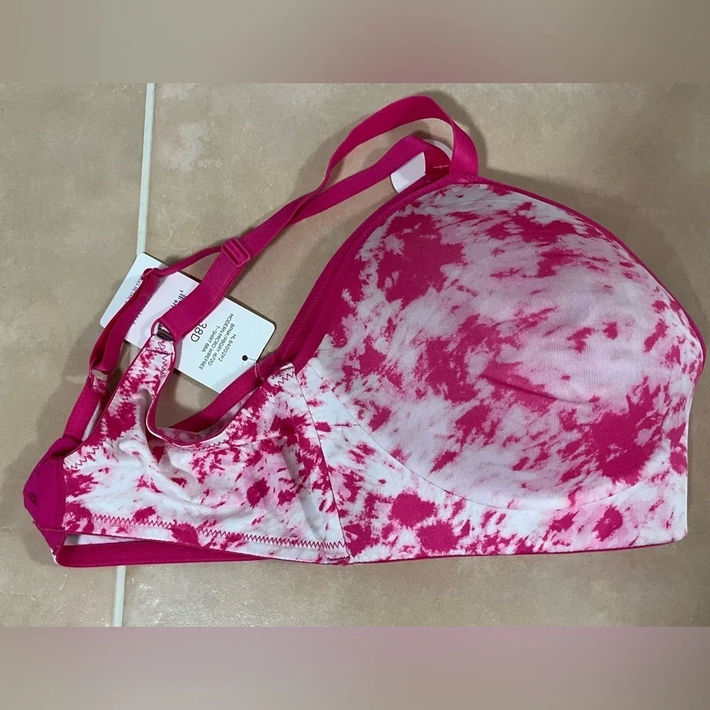 Halston Pink Tie-Dye Wirefree Bra 38D NWT